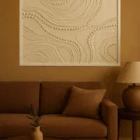 تابلو دکوراتیو تمام برجسته با طرح مروارید/ رنگ کرم