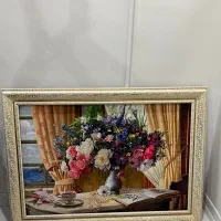 تابلو فرش ماشینی طرح جدید گلدان و پنجره|تابلو فرش|اهواز, فولادشهر|دیوار