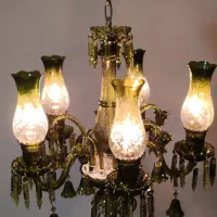 لوستر ۵ شعله باکارات سبز بلوری|لوستر و چراغ آویز|تهران, بهارستان|دیوار