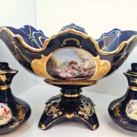 ظروف چینی سورمه ای قدیمی کشکول شیرینی خوری گلدان