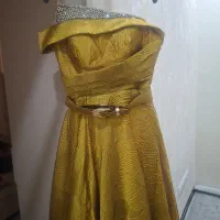 لباس مجلسی ژاکارد خردلی