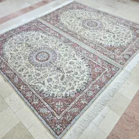 دوعدد فرش ۴ متری نایین گل ابریشم دستباف