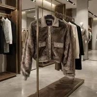 کت خز کوتاه و کلاه زمستانی