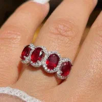 انگشتر جواهر تمام نقره مدل چهارتایی یاقوت و کبود|بدلیجات|تبریز, |دیوار