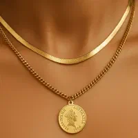 گردنبند تمام استیل دو لاین الیزابت رنگ ثابت