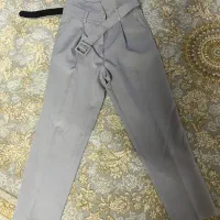 شلوار طوسی زنانه سایز ۳۶ + کمربند ست