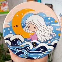 دیوارکوب طرح دختر و ماه