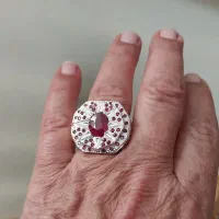 انگشترنقره۹۲۵ کاردست .نگین یاقوت سرخ اناری برمه|جواهرات|بیرجند, |دیوار