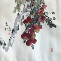 نقاشی آبرنگ شاخه گل آویزان