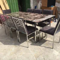 میز پایه استیل هشت نفره هایگلاس