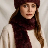 ست کلاه و شالگردن خز مصنوعی بورگاندی|لباس|تهران, دردشت|دیوار