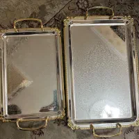 سینی پذیرایی طرح‌دار دسته‌طلایی