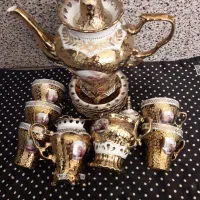 سرویس صبحانه خوری طلایی|ظروف سرو و پذیرایی|ورزنه, |دیوار