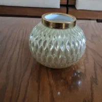 گلدان شیشه ای آبکاری فورتیک لبه طلایی