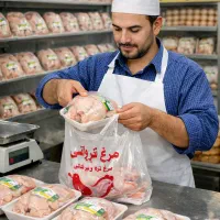 کارگر برای مرغ فروشی ۸ ساعت کار با جای خواب