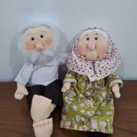 ست عروسک دست‌ساز پیرزن و پیرمرد سنتی دکوری و هدیه.