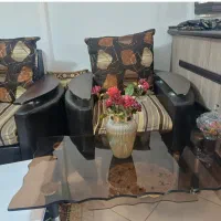 میز جلو مبلی شیشه ای با سه عسلی