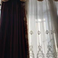 پرده پذیرایی بادوتاپرده درب ورودی باهم|پرده، رانر، رومیزی|دهدشت, |دیوار