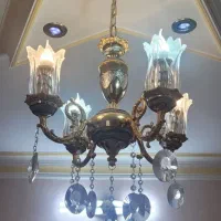 لوستر برنز چهار شعله با لاله بلند|لوستر و چراغ آویز|ری, دیلمان|دیوار