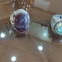 انگشتر نقره ،موزونایت 42 گرم ،عقیق 23 گرم