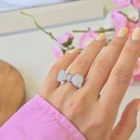 انگشتر پاپیون جواهری شیک اعیانی نقره با روکش طلا۹۲|بدلیجات|تبریز, |دیوار