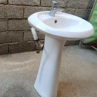 روشویی کامل همراه با شیر اهرمی ولوله فاضلاب کامل|لوازم سرویس بهداشتی|سلماس, |دیوار