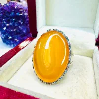 انگشتر فوق لوکس سنگ عقیق زرد شرف الشمس خراسانی اصل