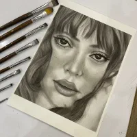 طراحی چهره سیاه قلم (سفارش)|تابلو، نقاشی، عکس|اندیشه, اندیشه فاز ۲|دیوار