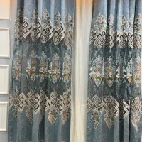 والن پرده ترکیب مخمل با گیپور نگین کوبیده شده