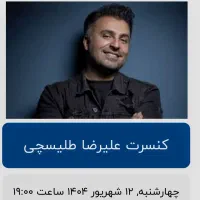 فروش بلیط کنسرت علیرضا طلیسچی ردیف ۴ با تخفیف