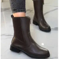 نیم بوت قهوه ای جلو زیب