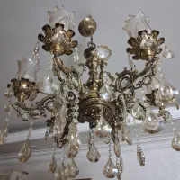 لوستر برنجی ۶ شاخه سنگین