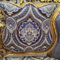 مبل ۹ نفره سلطنتی استیل طلایی چوبی پارچه ای