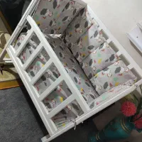 تخت گهواره ای کودک همراه با تشک و محافظ تخت