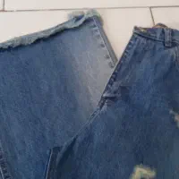 شلوار جین واید لگ دم پا ریش رنگ جذاب تینتی|لباس|گناباد, |دیوار