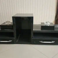 میز تلویزیون های گلاس مشکی براق با دو عدد باکس