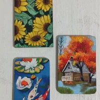 نقاشی روی چوب و سفال و چهره سیاه قلم