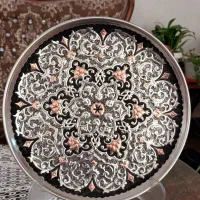 فروش دو عدد بشقاب مسی 30 سانتی قلم زنی شده