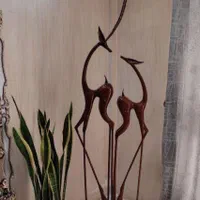 مجسمه غزال و لک لک چوبی کار دست