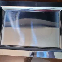 سینی استیل نگار دسته طلایی