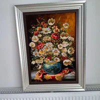 تابلو فرش طرح گل وگلدان