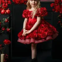 پیراهن گل رز قرمز بچگانه|لباس|سنندج, |دیوار