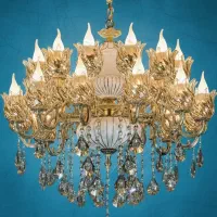 لوستر 24 شعله / طرح تعویض لوستر کهنه برنج با نو