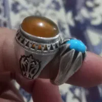 ۲عددانگشتر نقره عقیق وفیروزه