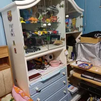 تخت خواب نوجوان بهمراه تشک و کمد دوتکه