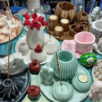 ست های دکوری بتون پلیمری و شمع های یلدایی