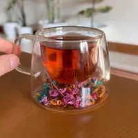 لیوان دوجداره پیرکس طرح گل خشک ماگ گل دار|ظروف سرو و پذیرایی|تهران, فلسطین (میدان انقلاب)|دیوار