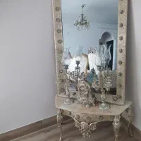آینه شمعدان با ساعت برنز