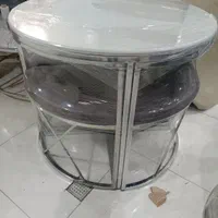 میز و صندلی غذاخوری 4 نفره فلزی طلایی و نقره ای|میز و صندلی غذاخوری|شیراز, وزیرآباد|دیوار