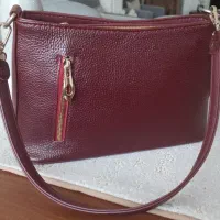 کیف چرم زرشکی چرم یاس